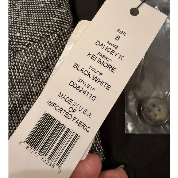 Theory Dancey K Tweed Blazer Sz 8 Black White Preppy Work Academia Capsule Brit - Picture 9 of 14